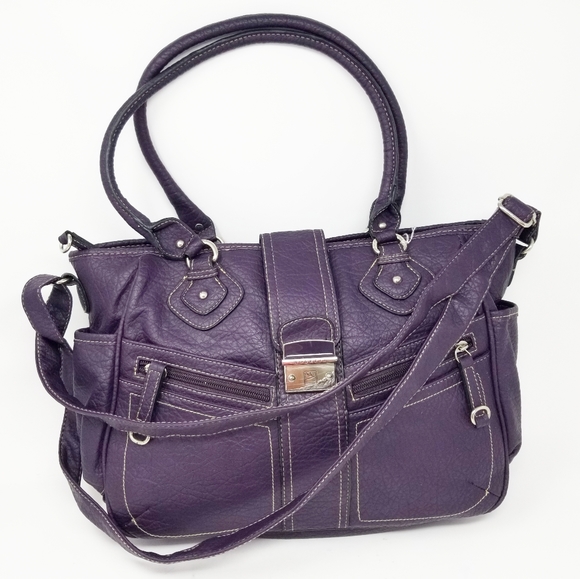 Rosetti Handbags - Rosetti Eggplant Purple Tote Bag Pebbled Vegan Leather Crossbody